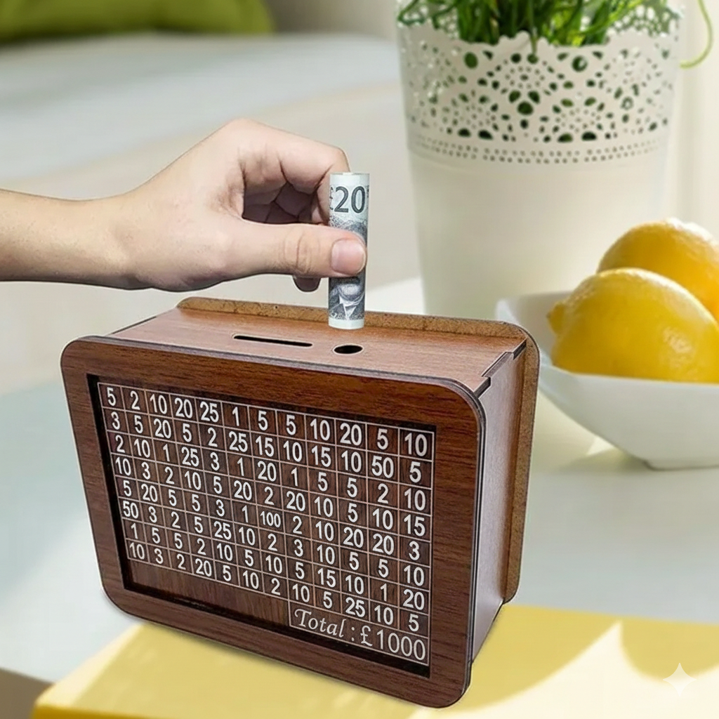 Savings Box – Wooden Pound Engraved Savings Box